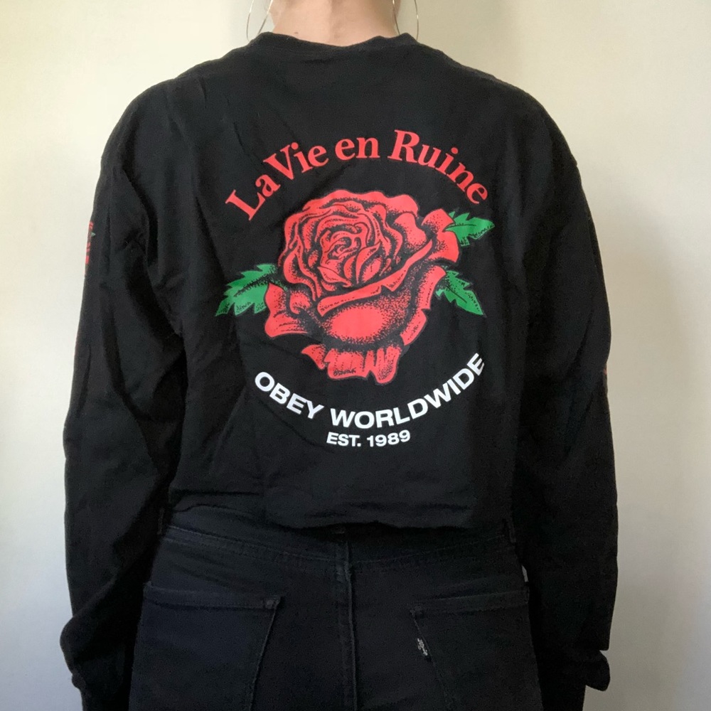 Obey La Vie En Ruine Hand Cropped T-Shirt